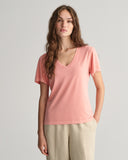 Gant Sunfaded V-Neck T-shirt in Peachy Pink