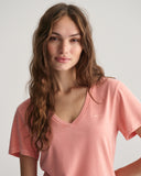 Gant Sunfaded V-Neck T-shirt in Peachy Pink