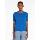 Weekend Max Mara Pancone Knitted T-shirt in Cornflower Blue