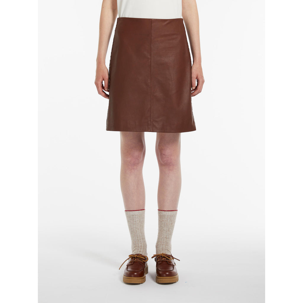 Weekend Max Mara Ocra Leather Skirt