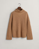 Gant Wool Ribbed Stand Collar Wool Sweater in Camel
