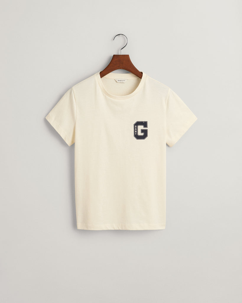 Gant Regular Short Sleeve T-shirt in Cream