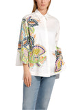 Marc Cain Shirt with Mixed Print and Beading Detail