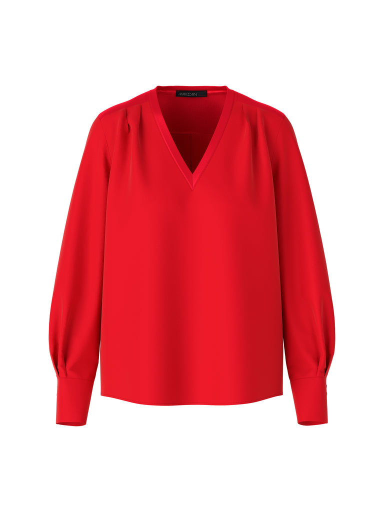 Marc Cain blouse with v-neck in fire red
