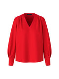 Marc Cain blouse with v-neck in fire red