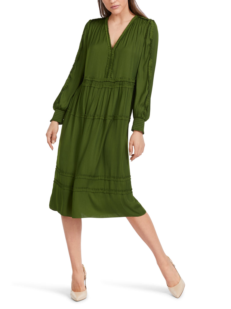 Marc Cain Smock Style Dress with V-Neck and ruffle details