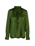 Marc Cain Silk blouse with ruffles and flounce in green