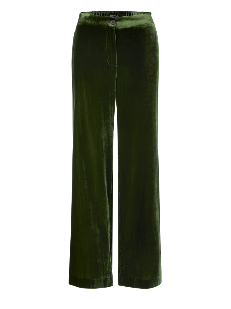 Marc Cain Velvet WEIDA Pants with wide leg in green