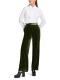 Marc Cain Velvet WEIDA Pants with wide leg in green
