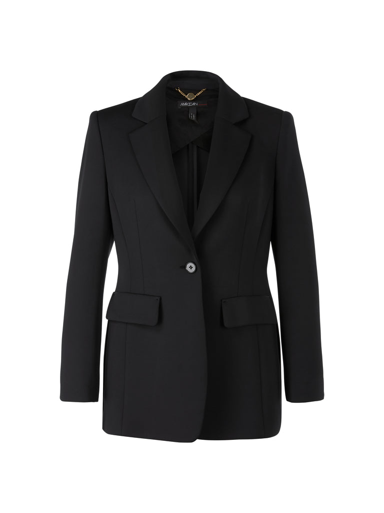 Marc Cain Close-fitting decorative pockets blazer in black