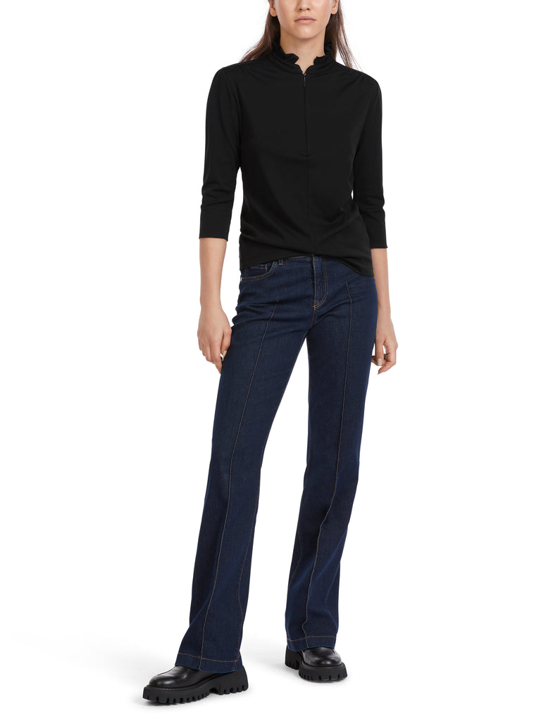 Marc Cain T-shirt style top with zip fastener in black