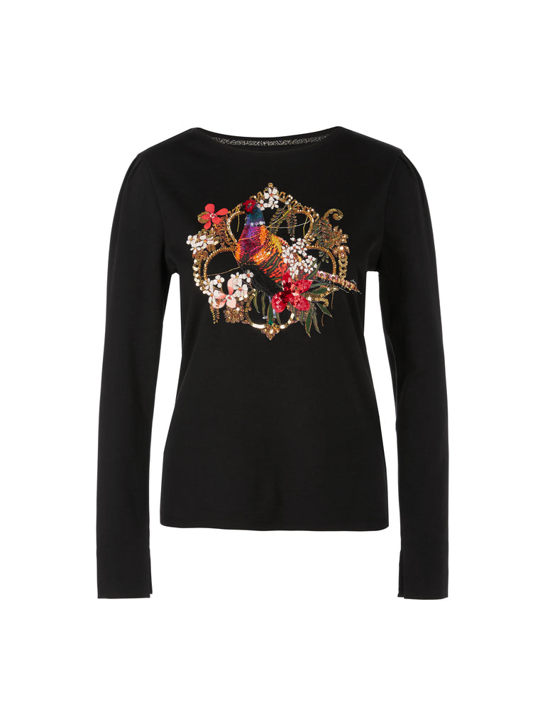 Marc Cain Long sleeve Black Top with Sequin Motif