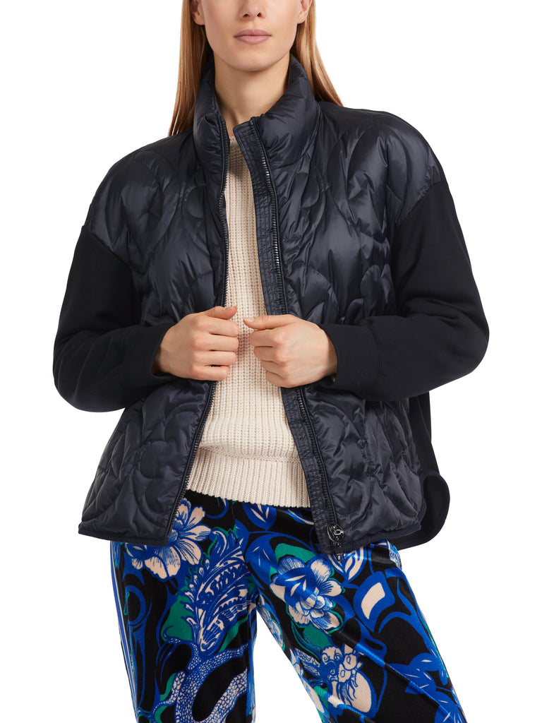 Marc Cain Navy lightly padded jacket in mixed materials