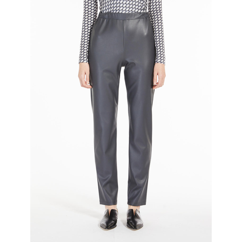 Max Mara Leisure Zefir Faux Leather Trousers in Grey