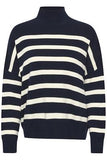 In Wear Tenley Turtleneck Pullover in Blue and White Stripe